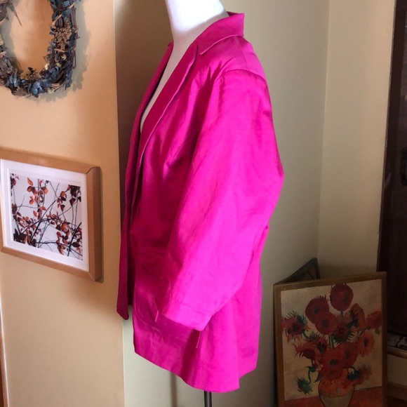 COLDWATER CREEK Size 20-22 Pink 1-Button Blazer Cotton Stretch Vibrant $118 NEW - Picture 4 of 12